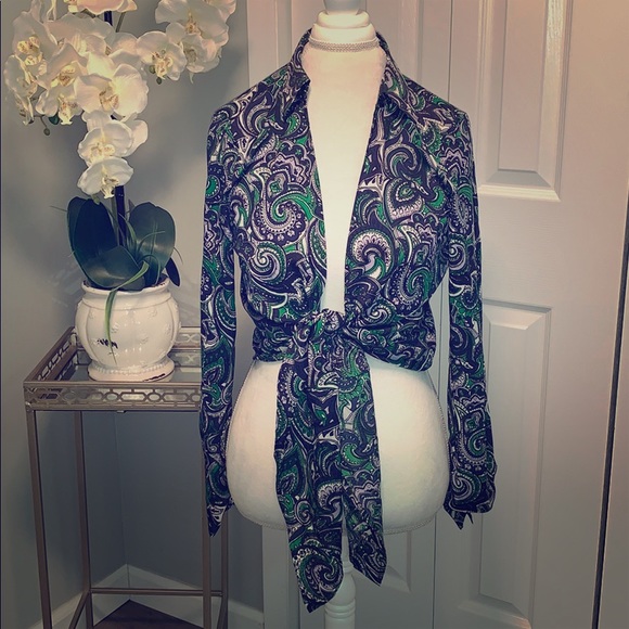 MICHAEL Michael Kors Tops - NWT MICHAEL Michael Kors blue/green wrap blouse, M